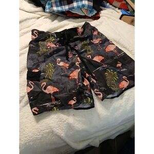 Carbon Lined‎ Boarding Short Swim Trunks Pink Flamingo Print XL